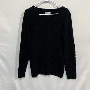 Kim Rogers Womens Black Round Neck Long Sleeve Pullover Sweater Size Medium